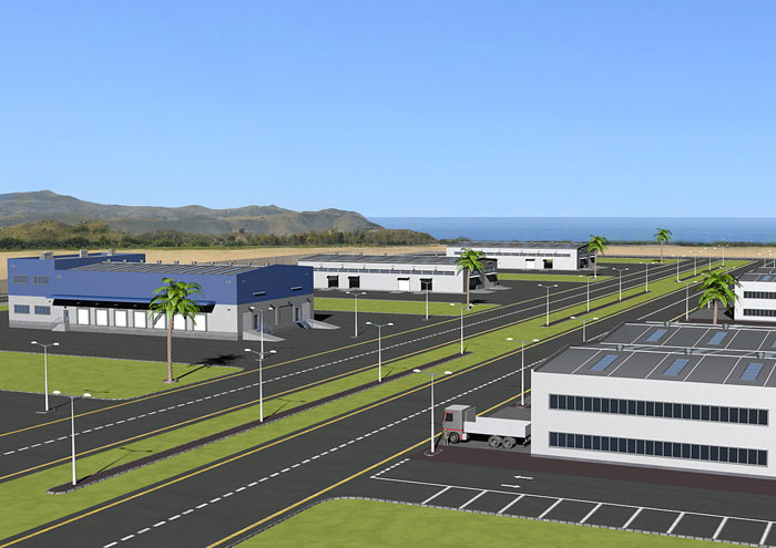 industrial estate 3D model render