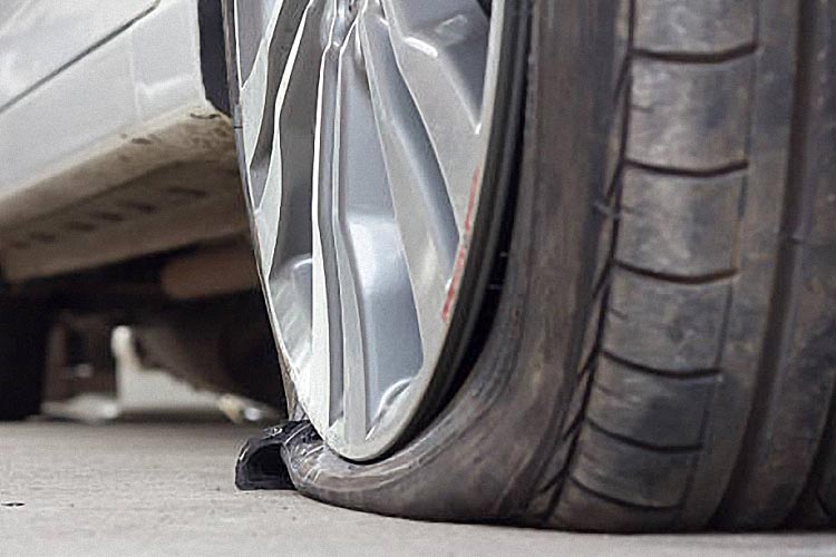damaged punctured tyre
